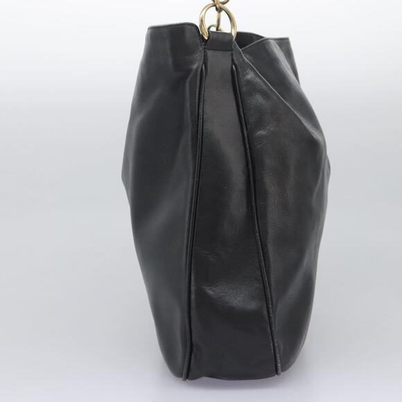 GUCCI Bamboo Hand Bag Leather Black Gold 001 1781 001 1781 - Picture 4 of 16